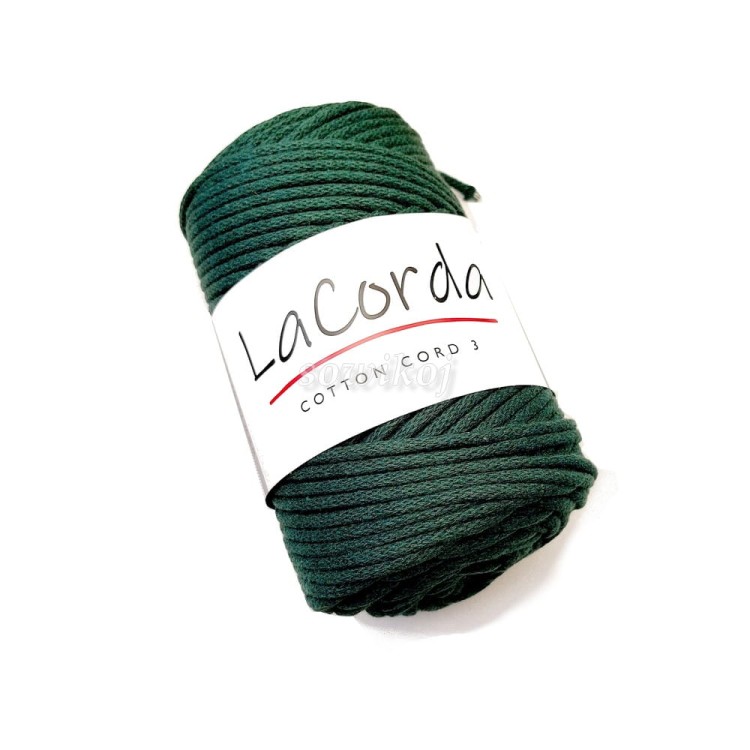 Sznurek bawełniany 3-4 mm w kolorze ciemnej zieleni 470 z rdzeniem