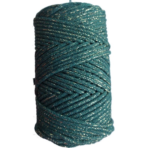 Sznurek 3mm z rdzeniem bawełnianym plus LUREX złoty 100m