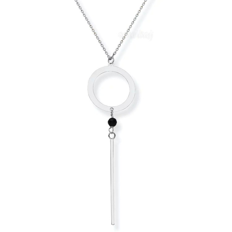 Łańcuszek srebrny z wisiorkiem koło i patyczek - srebro 925