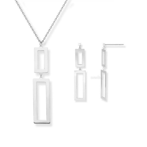 Prostokąty - komplet bizuterii - naszyjnik lub kolczyki srebro 925