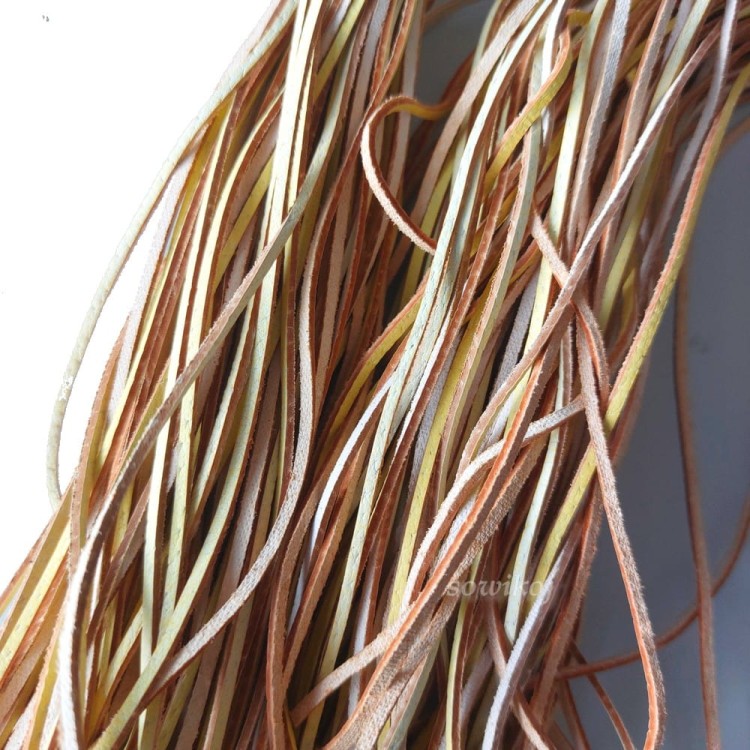 Rzemienie ze skóry naturalnej - kolor mix - ecru z cytrynowym bokiem