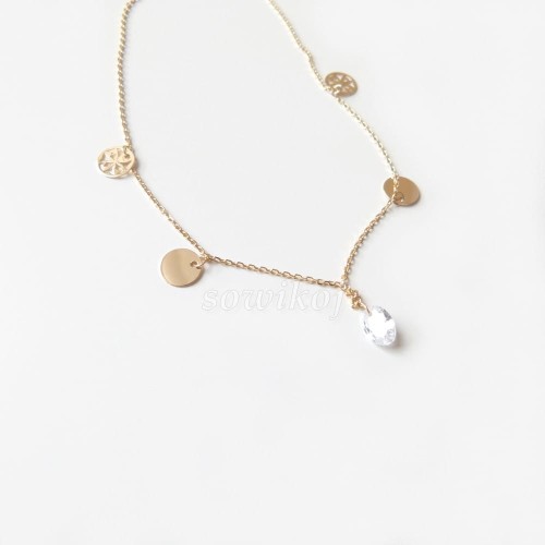 Łańcuszek celebrytka z 5 zawieszkami - srebro pozłacane