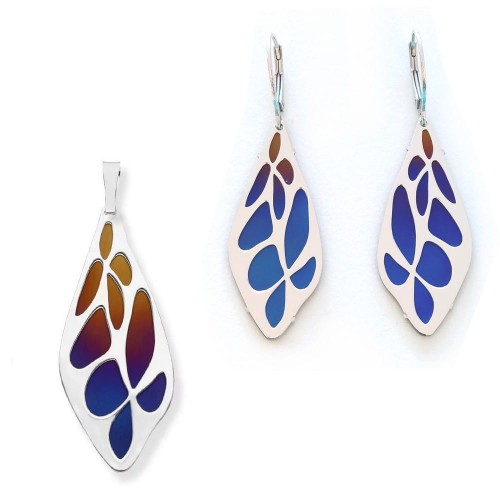 Komplet bizuterii srebrnej z podbiciem tytanu opalizowanego termicznie