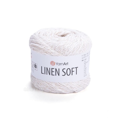 Włóczka wiskoza z lnem i bawełną Yarnart Linen Soft  7301 biały