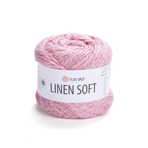 Włóczka len z bawełna i wiskozą Yarnart Linen soft 7322. Różowa