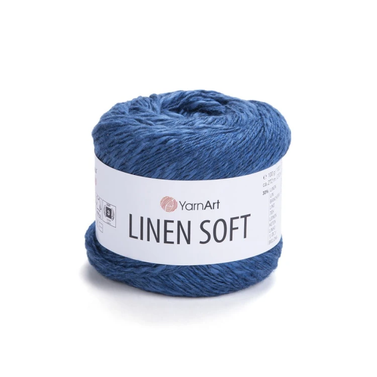Włóczka Yarnart len z bawełna i wiskozą Linen soft  kolor 7317 ciemny niebieski