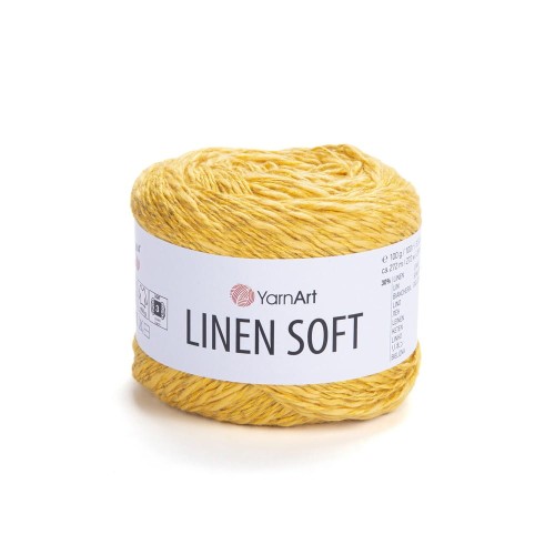 Linen soft 7306. Żółta włóczka len z wiskozą i bawełną
