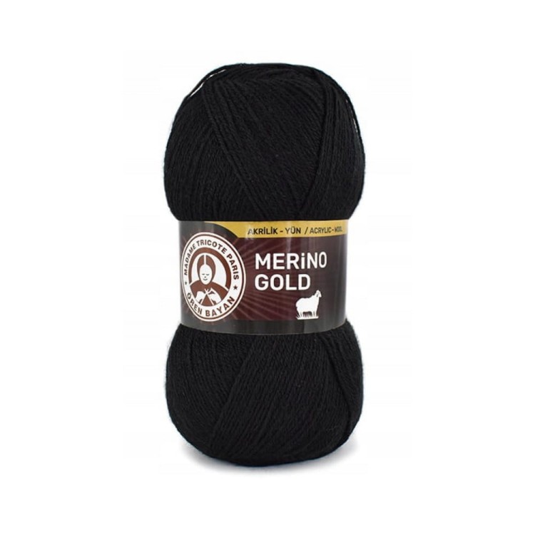 Czarna włóczka Merino Gold Madame Tricote