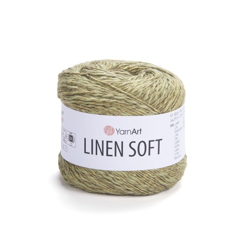 Yarn art Linen soft 7313 włóczka w korze pięknej zieleni wojskowej lekkie khaki
