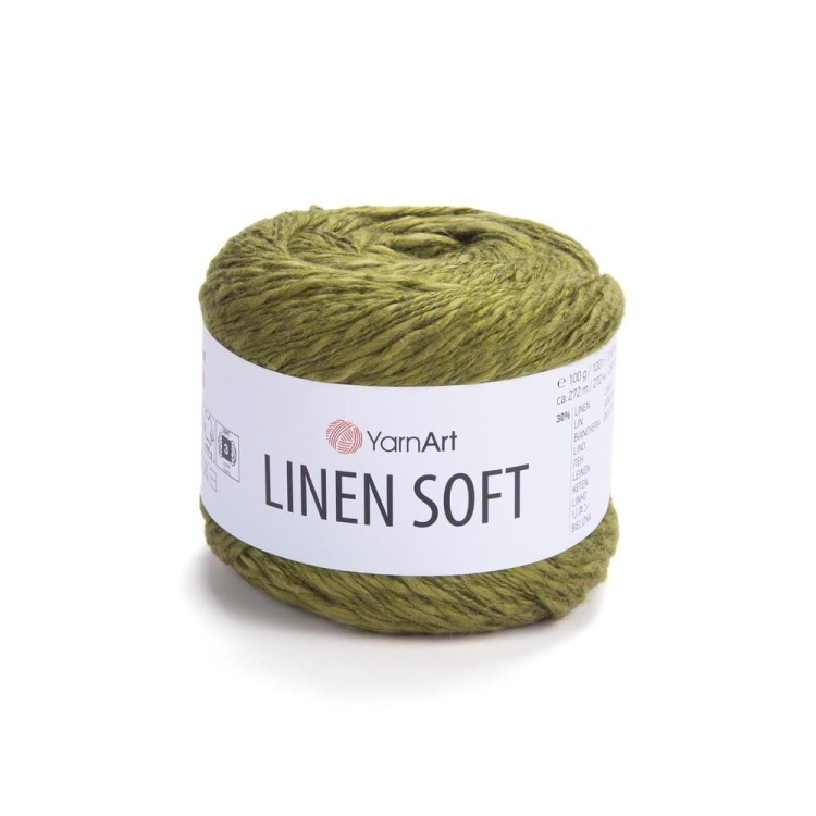 Linen soft 7314 włóczka firmy Yarn art  oliwkowy zielony