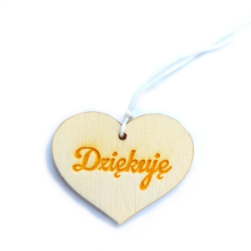 Serduszko dziękuję  przywieszka  - breloczek w podziękowaniu do przy wiązania na butelkę czy dla gości weselnych.