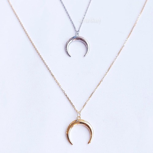 Naszyjnik Luna w dwóch wersjach wykończenia srebra - rodowanej i pozłacanej