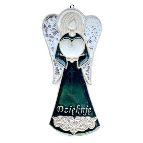 Anioł wykonany z ceramiki handmade - ciemna sosna