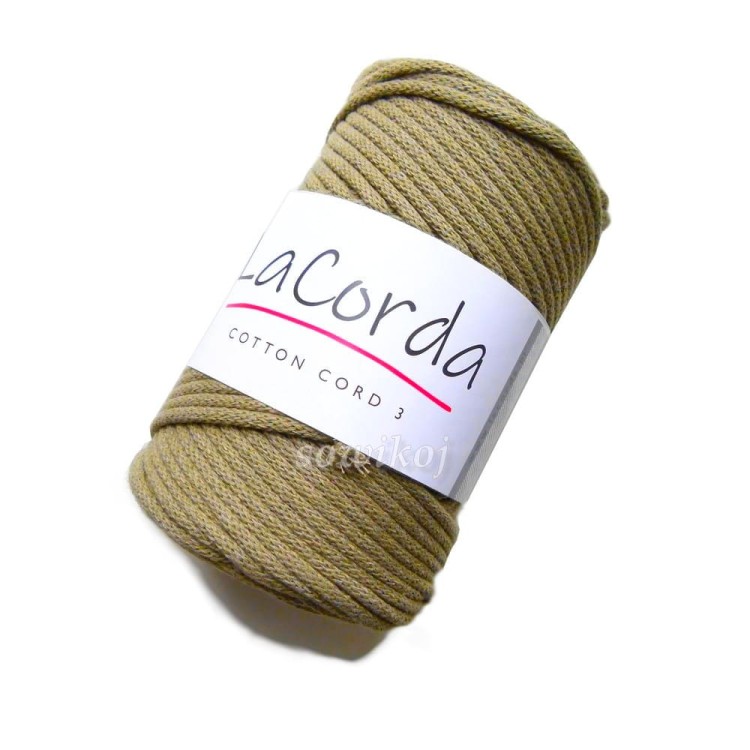 Sznurek 3mm z rdzeniem cotton cord 3 kolor szałwia - zielony lekki khaki kol.710