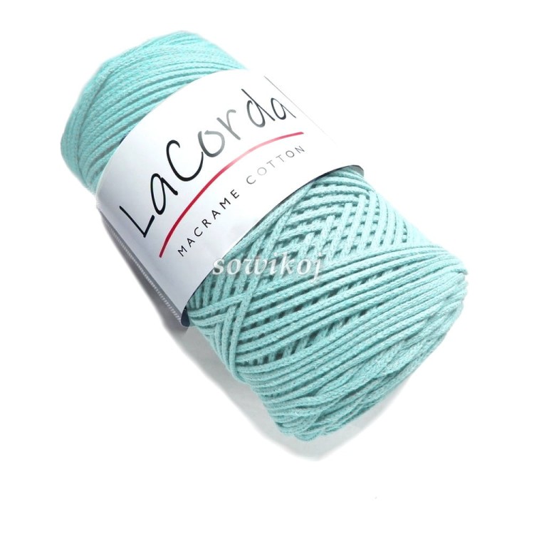 Bawełniany sznurek pleciony 3mm do makramy i szydełkowania w kolorze błękitnym kol.580A - jasny turkusowy błękit