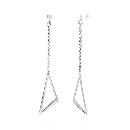 Srebrne długie wiszące kolczyki trójkąciki - srebro 925