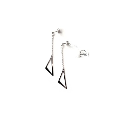 Długie wiszące srebrne kolczyki trójkąty