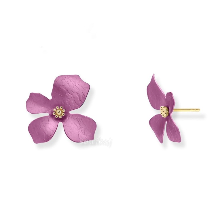 Koczyki kwiatki wkrętki na sztyfcie tytan i srebro 925