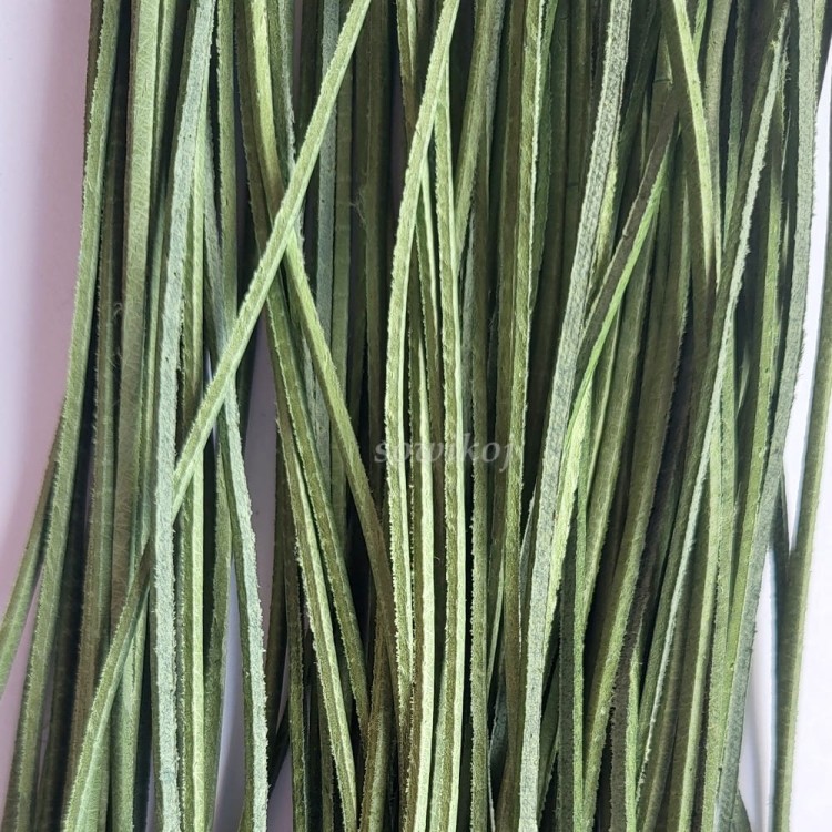 Rzemień ze skóry naturalnej płaski - kolor - jasno zielony