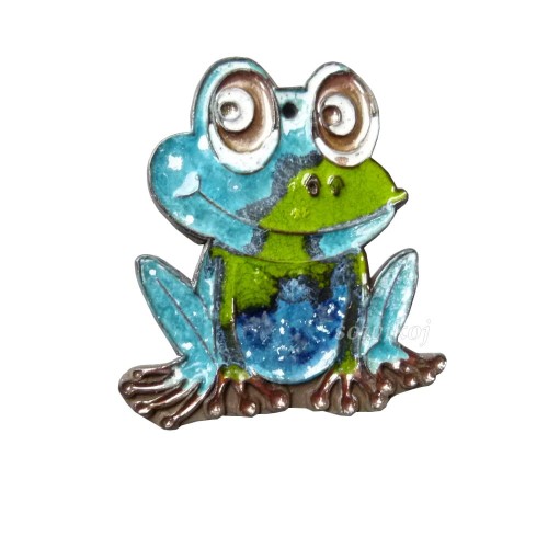 Żaba turkusowa ceramiczna  mniejsza w tonacji turkusowej