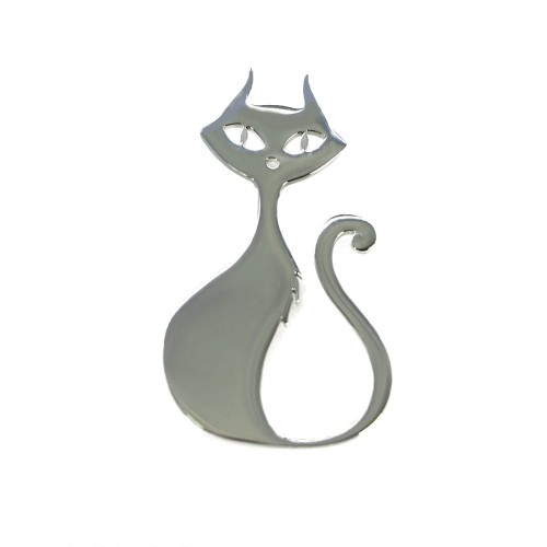 Duża broszka kot stal