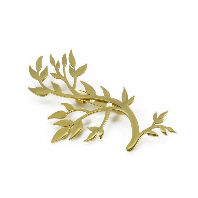 Duża broszka gałązka - stal nierdzewna przypinka do płaszcza