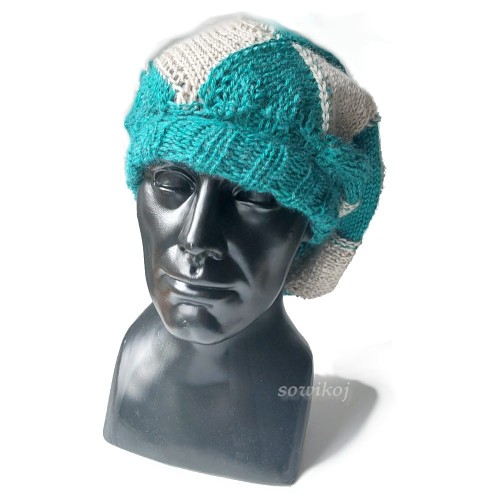 Octopus ciepła czapka ręcznie robiona na drutach - wełna z alpaki
