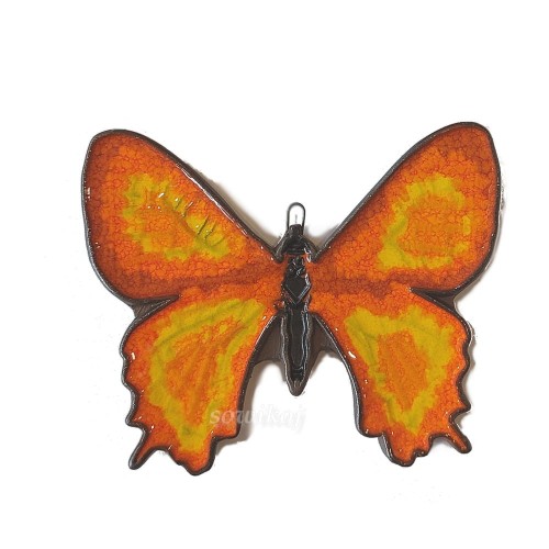 motyl pomarańczowo żółty - ceramiczna ozdoba do powieszenia