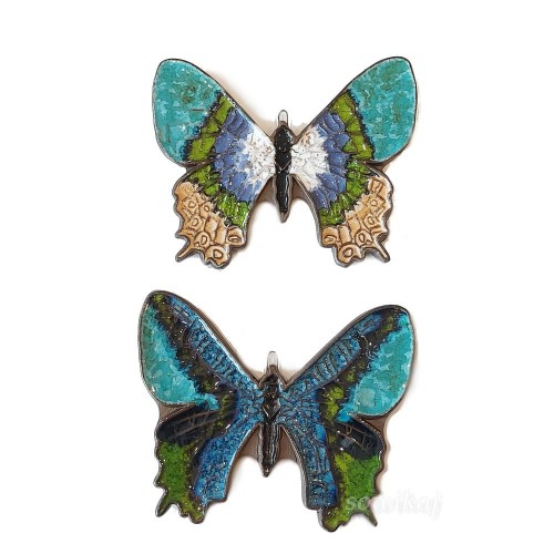motyle ceramiczne ozdoby ścienne -niebiesko turkusowe zawieszki na ścianę i do ogrodu