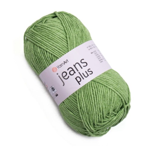 Motek w kolorze oliwkowej zieleni - jeans plus