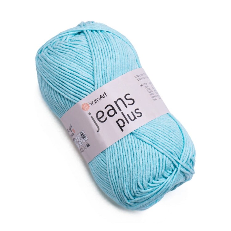 Miękka włóczka Jeans plus w kolorze jasnym turkusowym