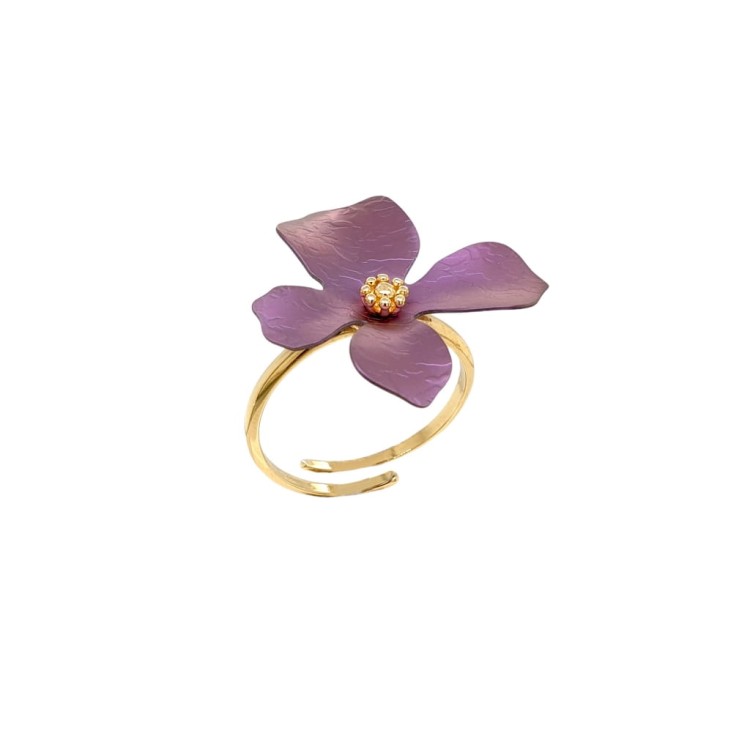 Przestrzenny kwiat 3D tytan opalizowany różowo i srebro 925 pozłacane