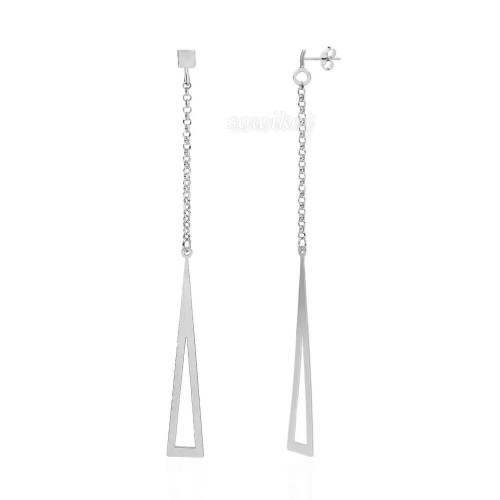 Długie kolczyki srebrne wiszące wąskie trójkąty - srebro 925