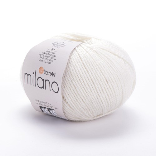 Miękkie włóczki na szal i czapki YARNART MILANO 852. kremowa biel wełny