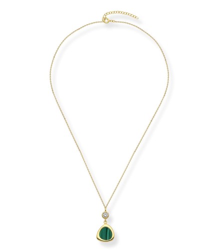 Naszyjnik na łańcuszku - trójkątna zawieszka z malachitem