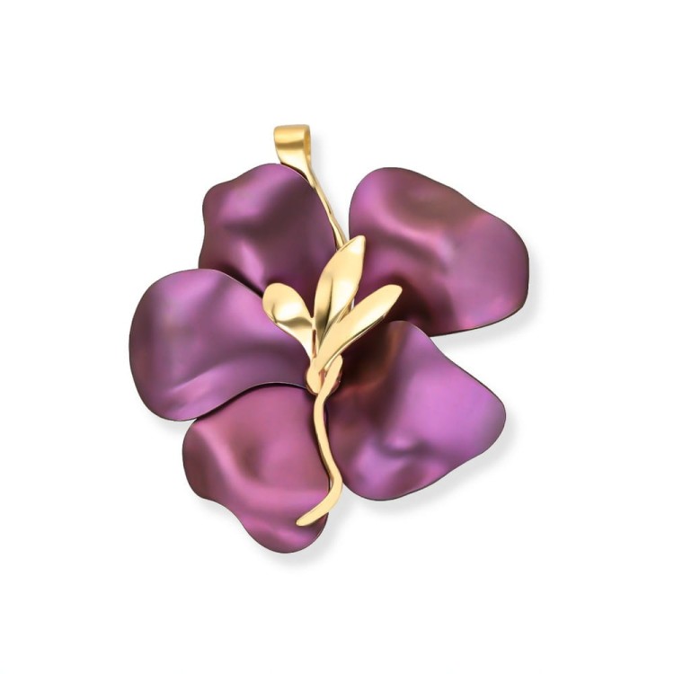 DUża zawieszka do łańcuszka - kwiat 3D srebro pozłacane i różowy tytan