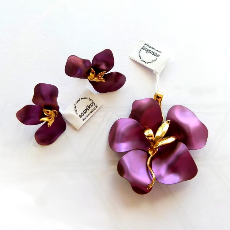 KOmplet bizuterii srebrnej pozłacanej