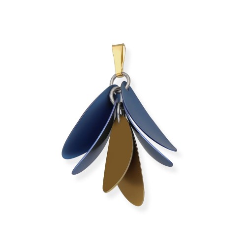 Wisiorek Puff szyszka - kobalt i stare złoto