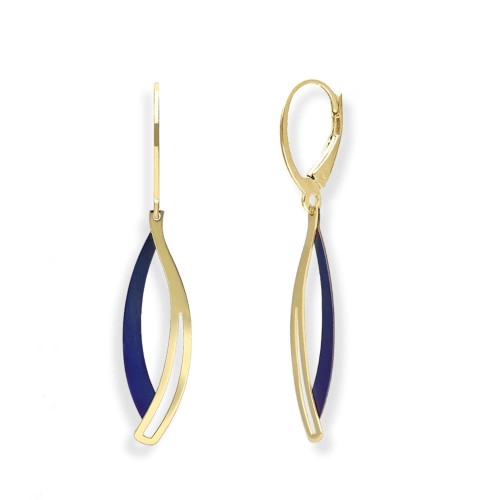 Długie wiszące kolczyki wrzeciona - srebro 925 pozłacane