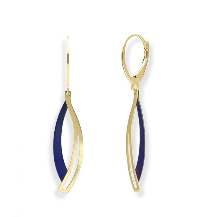 Długie wiszące kolczyki wrzeciona - srebro 925 pozłacane