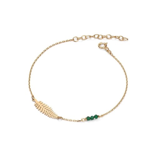 Liść paproci srebrna pozłacana bransoletka