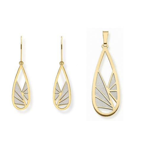 Komplet biżuterii srebrnej pozłacanej - wisiorek i kolczyki