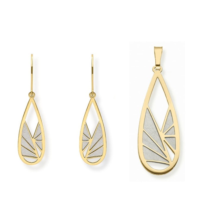 Komplet biżuterii srebrnej pozłacanej - wisiorek i kolczyki