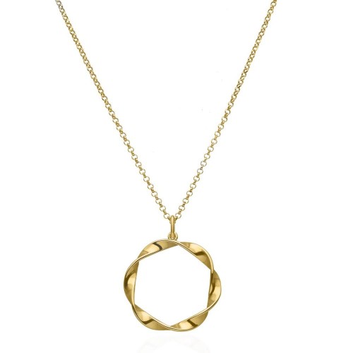 Naszyjnik - wisiorek Skręcone kółko z łańcuszkiem - srebro 925 pozłacane 24k złotem