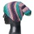 Szmaragdowo fioletowa czapka beanie w skośne paski - wełniana