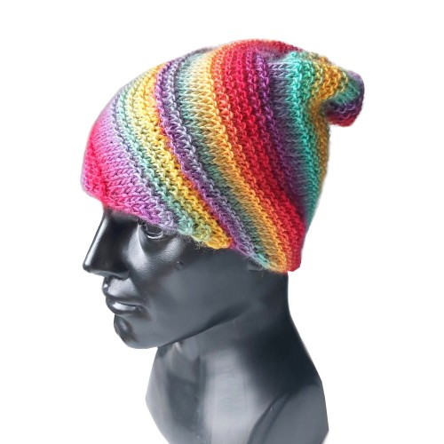 Kolorowa głęboka czapka Tęcza - smerfetka
