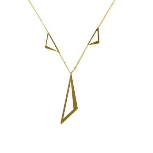 Naszyjnik z geometrycznymi elementami - kolia - srebro 925 pozłacane 24k złotem