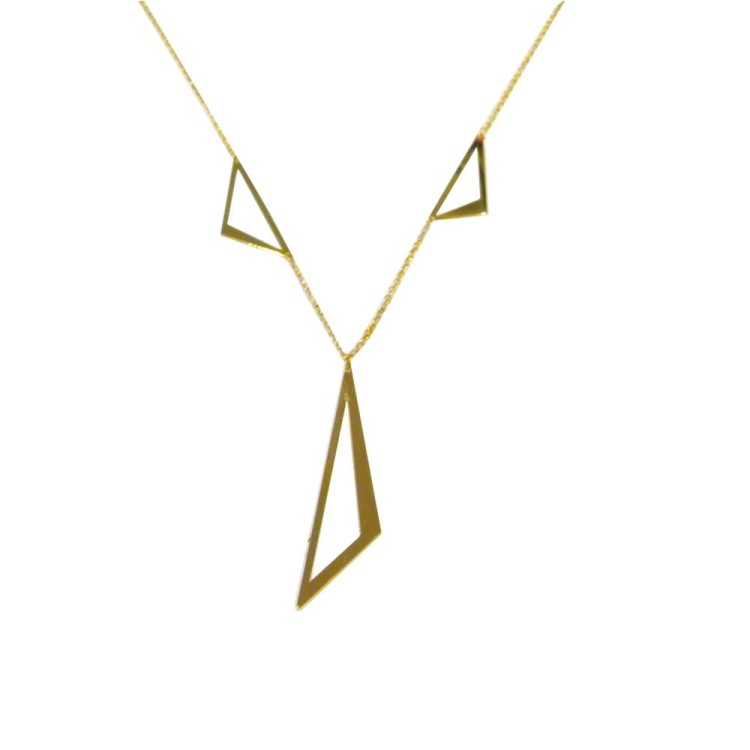 Naszyjnik z geometrycznymi elementami - kolia - srebro 925 pozłacane 24k złotem