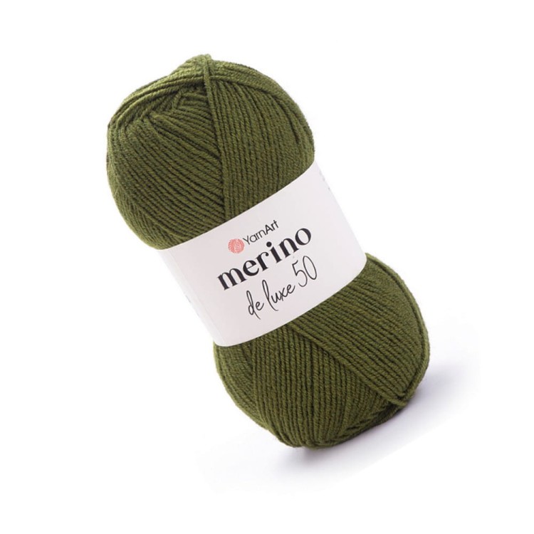 Włóczka Yarnart Merino de Lux 530 khaki - wojskowy zielony