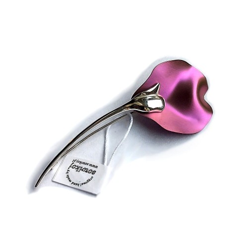 Srebrna brosza - przypinka kwiat - tulipan